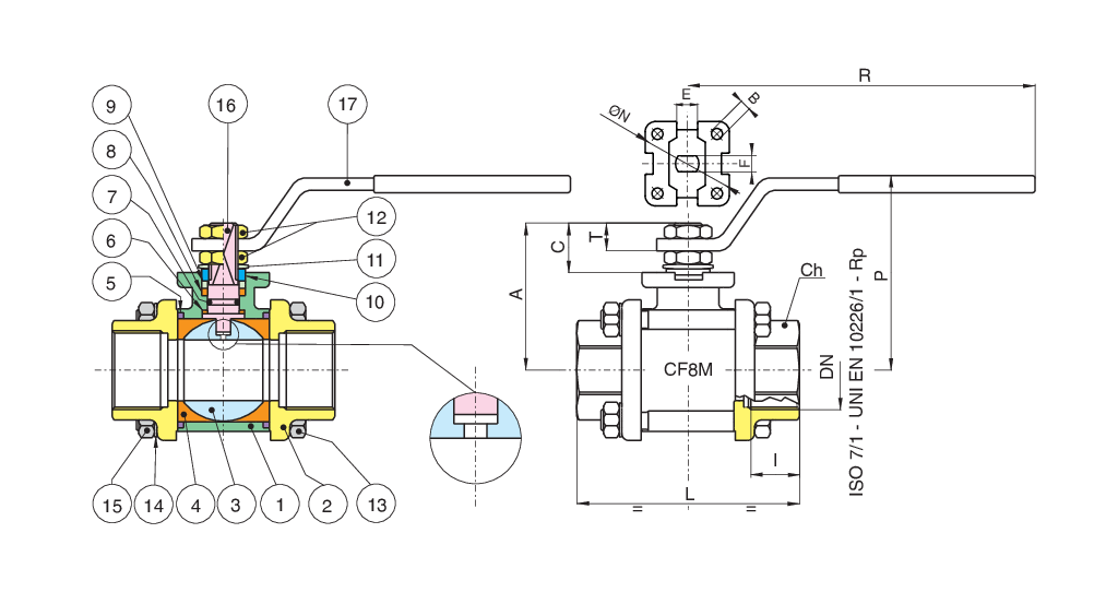Valpres - Radiamont 3 Piece Ball Valves - 710009