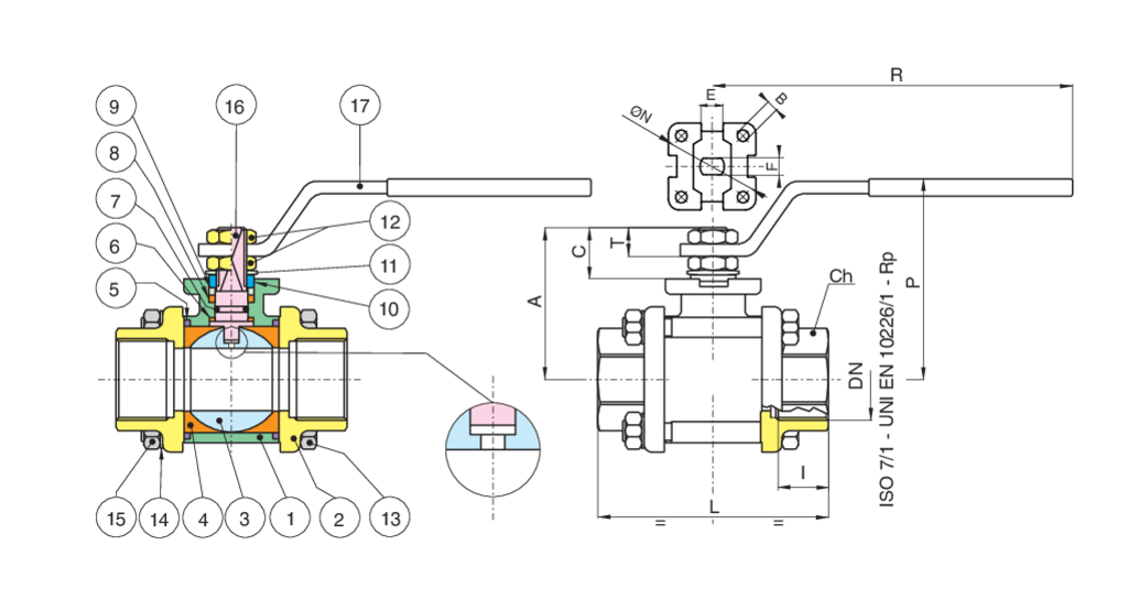 Valpres - Radiamont 3 Piece Ball Valves - 710012