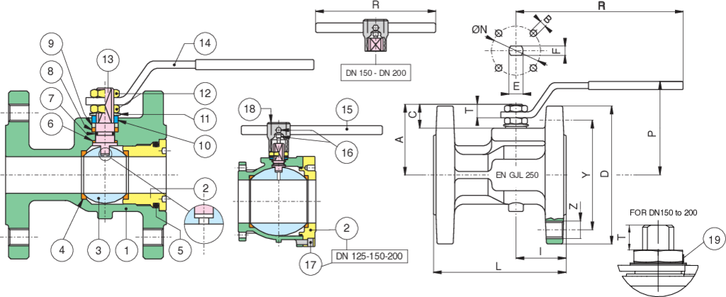 Valpres - Cast Iron Ball Valve - Euro-Sfer PN16 - 730003