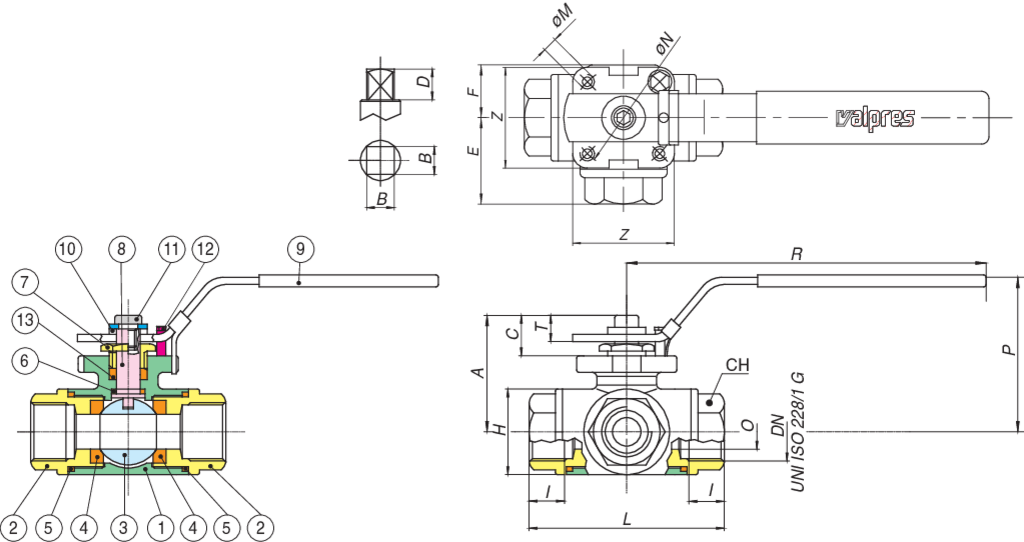 Valpres - 3 Way Ball Valves - Series 77 - 772000(T) - 775000(L)