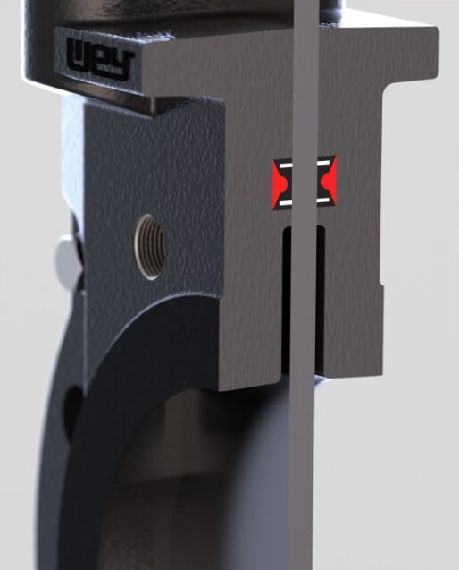 The robust metal yoke enables the optimal, simple assembly of mechanical or inductive limit switches. The yoke can be removed from one side. This makes it easier to access the mechanical parts.