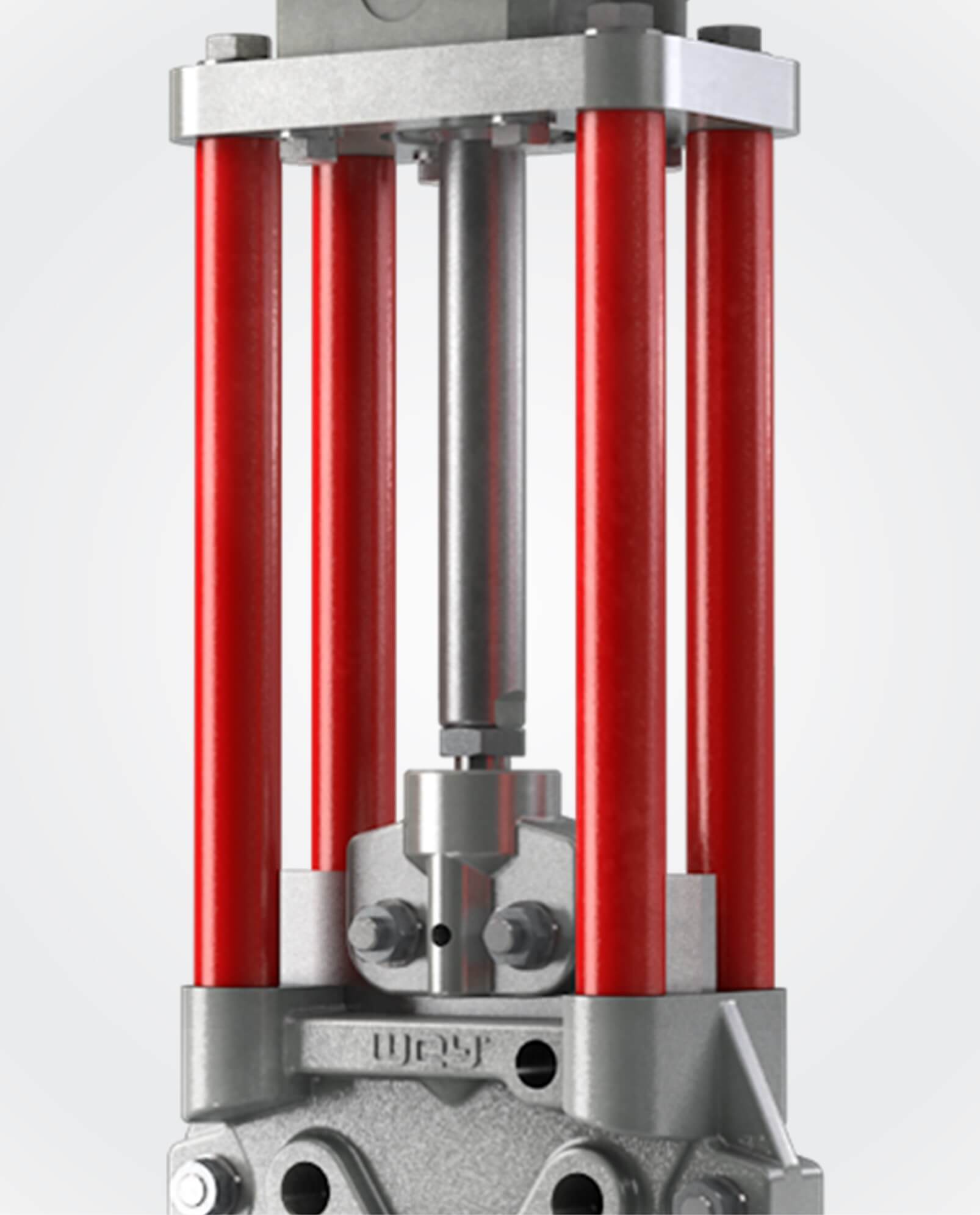 The robust metal yoke enables the optimal, simple assembly of mechanical or inductive limit switches. The yoke can be removed from one side. This makes it easier to access the mechanical parts.