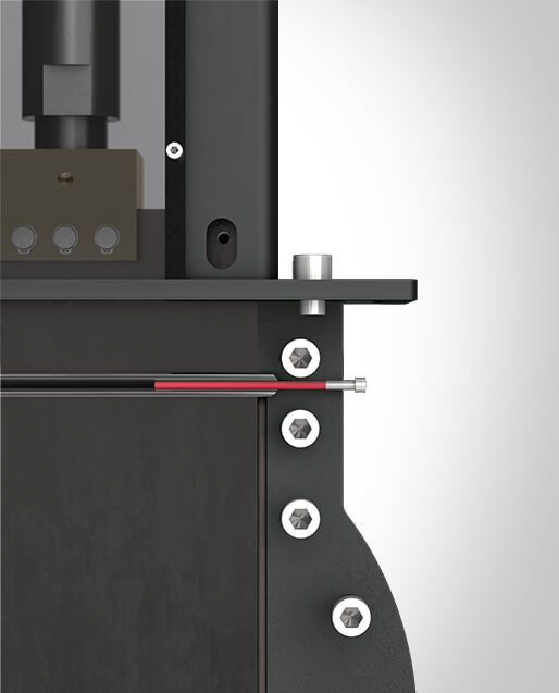 The robust metal yoke enables the optimal, simple assembly of mechanical or inductive limit switches. The yoke can be removed from one side. This makes it easier to access the mechanical parts.