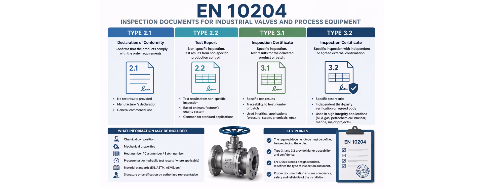 EN 10204 – Inspection Documents for Industrial Valves and Process Equipment